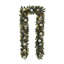 Xample 9Ft Pre-Lit Christmas Artificial Garland With 90 Warm White Twinkling Led Lights, Pinecones And Shatter-Resistant Ornaments - thumbnail 1
