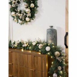 Xample 9Ft Pre-Lit Christmas Artificial Garland With 90 Warm White Twinkling Led Lights, Pinecones And Shatter-Resistant Ornaments - thumbnail 3