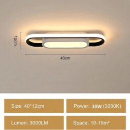 Modern Led Ceiling Light 30W Black Fixtures Warm White Lamp Chandeliers Bedroom - thumbnail 2