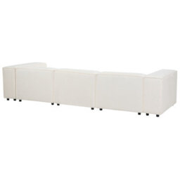 Beliani Modular Corner Sofa 3 Seater Ardal Boucle White With Ottoman Left Hand - thumbnail 6