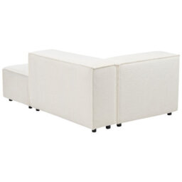 Beliani Modular Corner Sofa 3 Seater Ardal Boucle White With Ottoman Left Hand - thumbnail 9