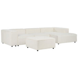 Beliani Modular Corner Sofa 3 Seater Ardal Boucle White With Ottoman Left Hand - thumbnail 4