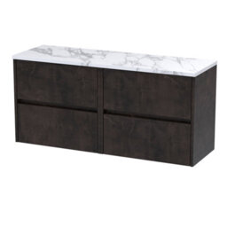 Balterley Chartley Contemporary 4 Drawer Wall Hung Vanity Unit With Laminate Worktop, Metallic Slate, 1200mm