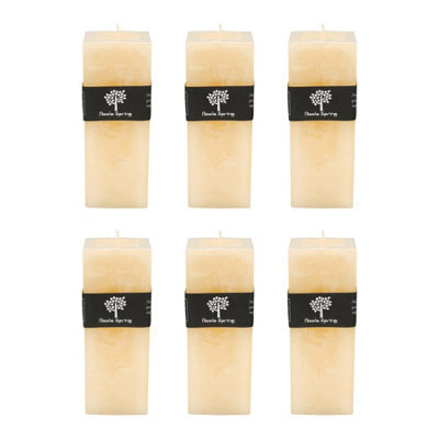 Nicola Spring Square Vanilla Pillar Candles - 110 Hours - Cream - Pack Of 6 - image 1
