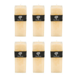 Nicola Spring Square Vanilla Pillar Candles - 110 Hours - Cream - Pack Of 6 - thumbnail 1