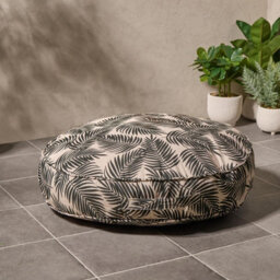 OHS Large Outdoor Cushion Round Decor Garden Filled, Mono Leaf - thumbnail 2