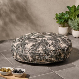 OHS Large Outdoor Cushion Round Decor Garden Filled, Mono Leaf - thumbnail 1