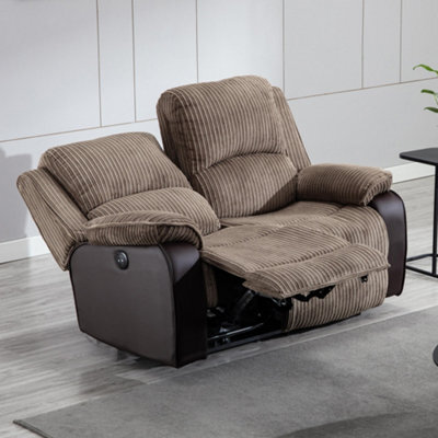 More4Homes Postana Electric High Back Jumbo Cord Fabric Recliner 2 Seater Sofa (Brown) - image 1