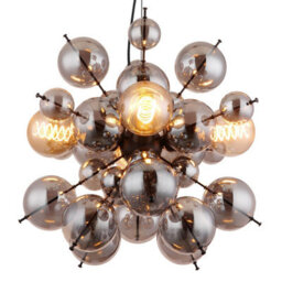 Luminosa Lighting Luminosa Udo Globe Pendant Ceiling Light Matt Black Balls Smoke Glass Shade 4X E27 - thumbnail 3
