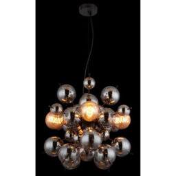 Luminosa Lighting Luminosa Udo Globe Pendant Ceiling Light Matt Black Balls Smoke Glass Shade 4X E27 - thumbnail 4