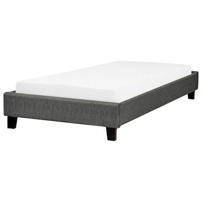Beliani Bed Without Headboard Fabric Roanne 90 X 200 Cm (Eu Single) Grey - image 1