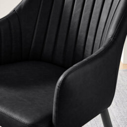 Furniturebox Set Of 2 Dining Chairs - Calla Premium Dining Chairs - Black Faux Leather Black Leg Dining Chairs - Kitchen Dining Room Chairs - thumbnail 7