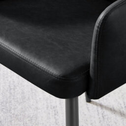 Furniturebox Set Of 2 Dining Chairs - Calla Premium Dining Chairs - Black Faux Leather Black Leg Dining Chairs - Kitchen Dining Room Chairs - thumbnail 8