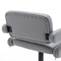 Grey Plush Extra Wide Swivel Gas Lift Bar Stool Kitchen Chair - thumbnail 3
