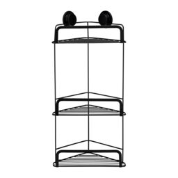 Croydex Stick 'n' Lock Black Steel 3 Compartments Corner Shower Basket (W)26Cm - thumbnail 2