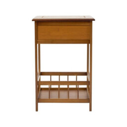Tea Brown Bamboo Bedside Cabinet Nightstand Side Table W/ 1 Drawer Storage Shelf - thumbnail 4