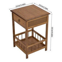 Tea Brown Bamboo Bedside Cabinet Nightstand Side Table W/ 1 Drawer Storage Shelf - thumbnail 2