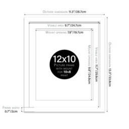 "12X10"" White Frame With Mount For 10X8"" Pictures 20mm Thin Edge Portrait And Landscape Display With Wall Hooks And Kickstand" - thumbnail 2