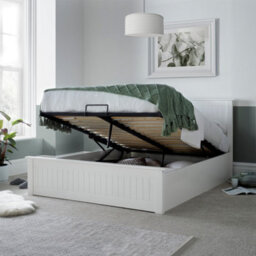 Bedmaster Dawson White Wooden Ottoman Bed And Memory Maestro Memory Foam Mattress King Size - thumbnail 1