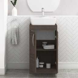 Royal Bathrooms 500mm Floor Standing Vanity Unit 2 Door Grey Elm & Countertop Basin - Cube - thumbnail 3