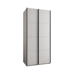 Arte Sleek White Sliding Door Wardrobe W1100mm H2450mm D640mm With Black Steel Handles