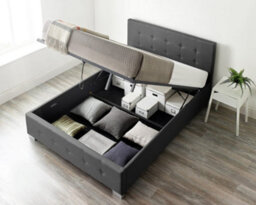 Aspire End Lift Ottoman Storage Bed Small Double, Black Linen - thumbnail 2