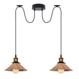 2 Head Spider Light With 2M Adjustable Cables, Vintage 22Cm Metal Rose Gold Shade Pendant Lamp Fixture For  Indoor Lighting - thumbnail 7