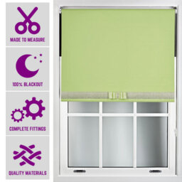Lime Green Blackout Roller Blind With Silver Diamante & Lime Bow Free Cut Down Service By Furnished - (W)90Cm X (L)165Cm