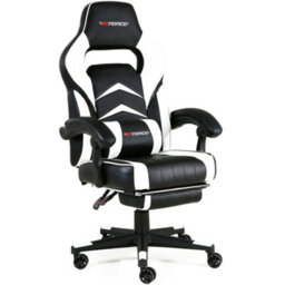 Gtforce Turbo Reclining Sports Racing Gaming Office Desk Pc Car Faux Leather Chair (White) - thumbnail 1