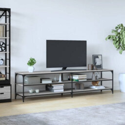 Walplus Tv Cabinet Grey Sonoma 200X30X50 Cm Engineered Wood And Metal