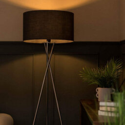 Valuelights Camden Brushed Chrome Tripod Floor Lamp With Charcoal Drum Shade - thumbnail 7