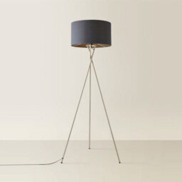 Valuelights Camden Brushed Chrome Tripod Floor Lamp With Charcoal Drum Shade - thumbnail 4