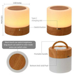 Amorly Nursery Night Light For Kids, Usb Rechargeable Small Desk Lamp,touch Bedside Cordless Table Lamp For Bedroom Living Room Home - thumbnail 3