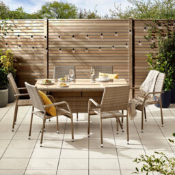 Furniturebox Antigua Rattan Garden Table And Chairs, 6 Seater Beige Garden Dining Set Patio Outdoor Table And Chairs  + Cover - thumbnail 2