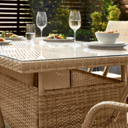 Furniturebox Antigua Rattan Garden Table And Chairs, 6 Seater Beige Garden Dining Set Patio Outdoor Table And Chairs  + Cover - thumbnail 4