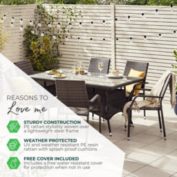 Furniturebox Antigua Rattan Garden Table And Chairs, 6 Seater Beige Garden Dining Set Patio Outdoor Table And Chairs  + Cover - thumbnail 7