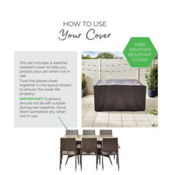 Furniturebox Antigua Rattan Garden Table And Chairs, 6 Seater Beige Garden Dining Set Patio Outdoor Table And Chairs  + Cover - thumbnail 8