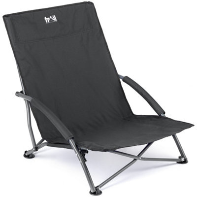 Trail Outdoor Leisure Low Beach Chair Folding Outdoor Camping Garden Festival Lightweight Lounger Seat - Black - image 1