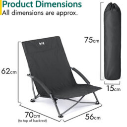 Trail Outdoor Leisure Low Beach Chair Folding Outdoor Camping Garden Festival Lightweight Lounger Seat - Black - thumbnail 7