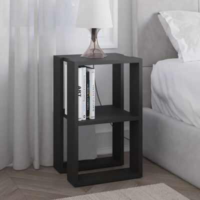 Decortie Lonie Modern Slim Bedside Table Nightstand 34Cm Bedroom Anthracite Grey H 55Cm - image 1