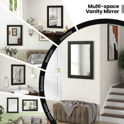 Gainoom 80 X 60 Cm Black Wooden Framed Wall Mirror Bathroom Rectangular Mirror - thumbnail 8