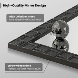 Gainoom 80 X 60 Cm Black Wooden Framed Wall Mirror Bathroom Rectangular Mirror - thumbnail 7