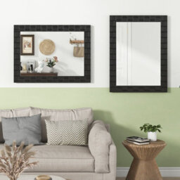 Gainoom 80 X 60 Cm Black Wooden Framed Wall Mirror Bathroom Rectangular Mirror - thumbnail 3