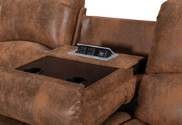 Suede Brown Faux Leather  3 + 1 Seater Manual Recliner Sofa And Armchair Set For Living Room Valencia - thumbnail 4