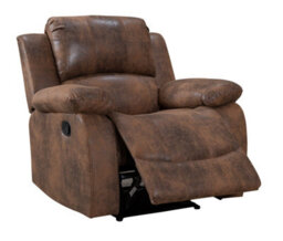 Suede Brown Faux Leather  3 + 1 Seater Manual Recliner Sofa And Armchair Set For Living Room Valencia - thumbnail 7