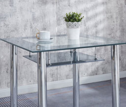 Modernique Grey 80 Cm Compact Dining Table With 4 Grey Faux Leather Dining Chairs Set - thumbnail 6