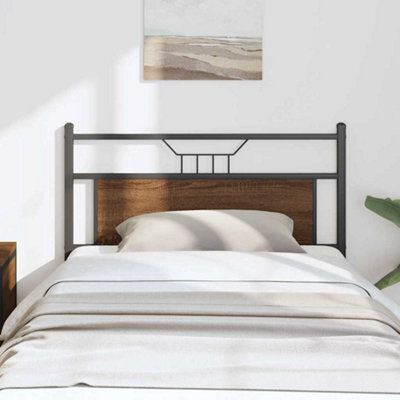 Berkfield Headboard Brown Oak 107 Cm Engineered Wood And Steel - image 1
