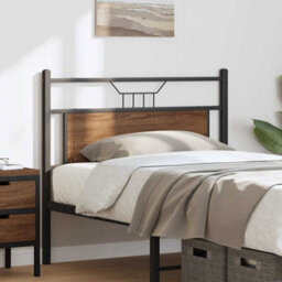 Berkfield Headboard Brown Oak 107 Cm Engineered Wood And Steel - thumbnail 3