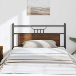 Berkfield Headboard Brown Oak 107 Cm Engineered Wood And Steel - thumbnail 1