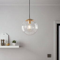 GoodHome Dacite Satin Transparent Brass Effect Pendant Ceiling Light, (Dia)280mm - thumbnail 1